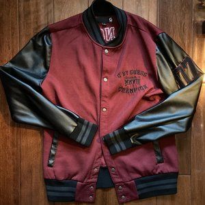 Guess Leather Los Angeles Champion Varsity Jacket